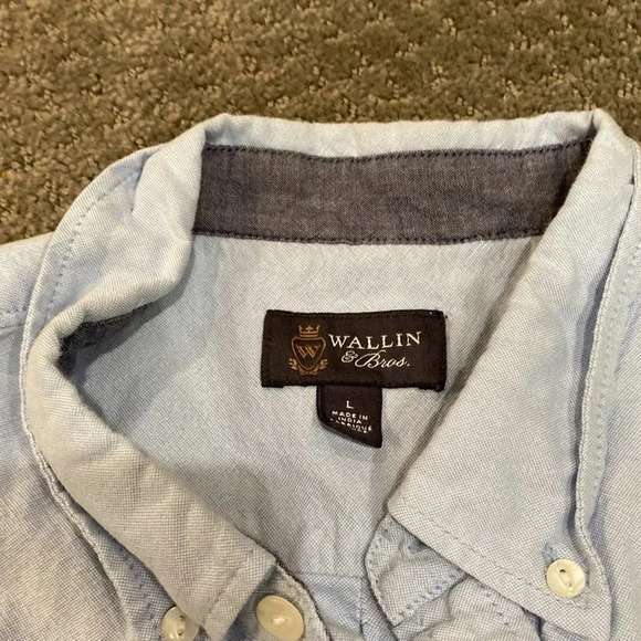 Wallin & Bros Men’s Chambray Short Sleeve Button Up Shirt - Picture 3 of 8